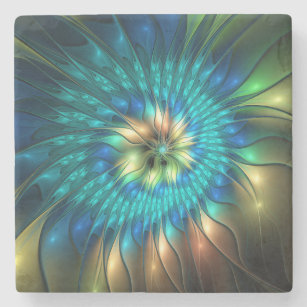 Porta-copo De Pedra Luminosa Fantasia Flor, Colorida Abstrato Fractal