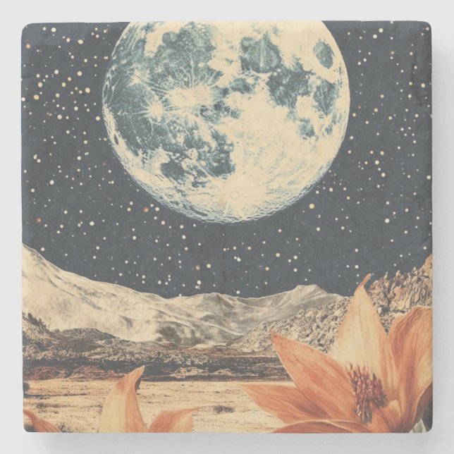 Porta-copo De Pedra Lunar Bloom Over Sandy Peaks (Frente)