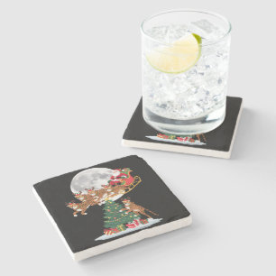 Porta-copo De Pedra Luzes de árvore de Natal Palhaço do Papai Noel mon