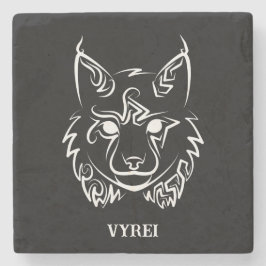 Porta-copo De Pedra Lynx Tribal Preto e Branco