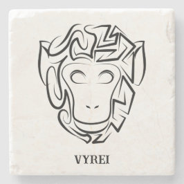 Porta-copo De Pedra Macaco preto e branco tribal