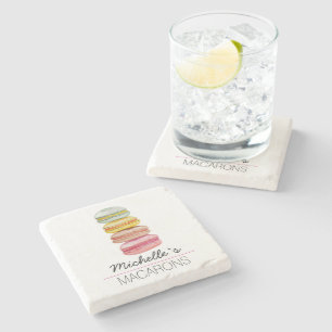 Porta-copo De Pedra Macarões Franceses pintados à mão