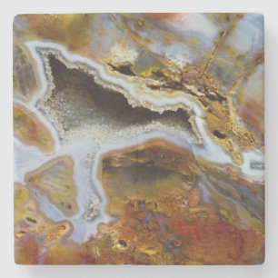 Porta-copo De Pedra Madeira Petrificada com cristais