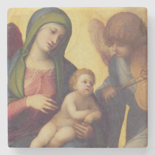 Porta-copo De Pedra Madonna e criança com anjos c.1510-15 (óleo no p