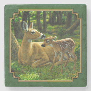 Porta-copo De Pedra Madre Deer e Fawn Forest Green