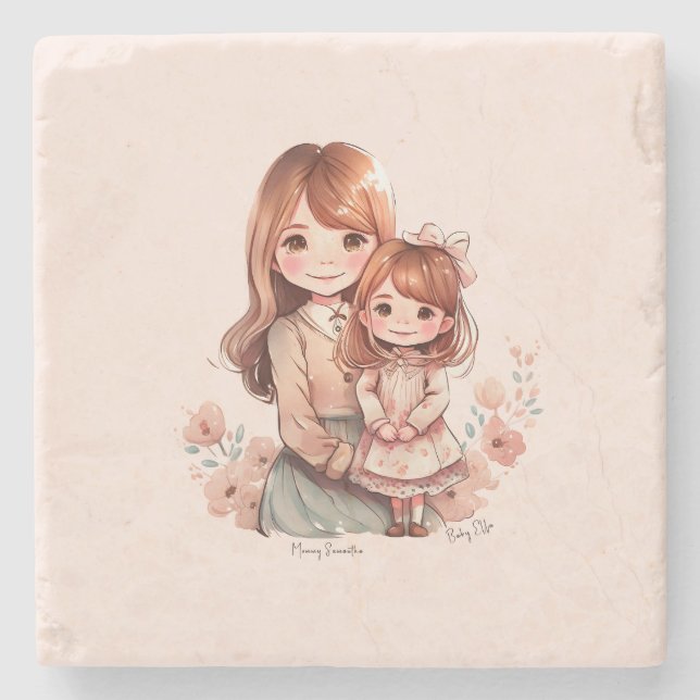 Porta-copo De Pedra Mãe Adorável e Filha Bond (Frente)