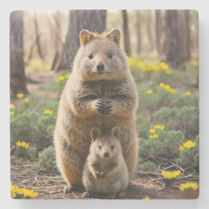 Porta-copo De Pedra Mãe E Bebê Quokka, Porta copos Pedra