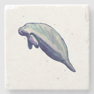 Porta-copo De Pedra Manatee Painting Florida Primaveras