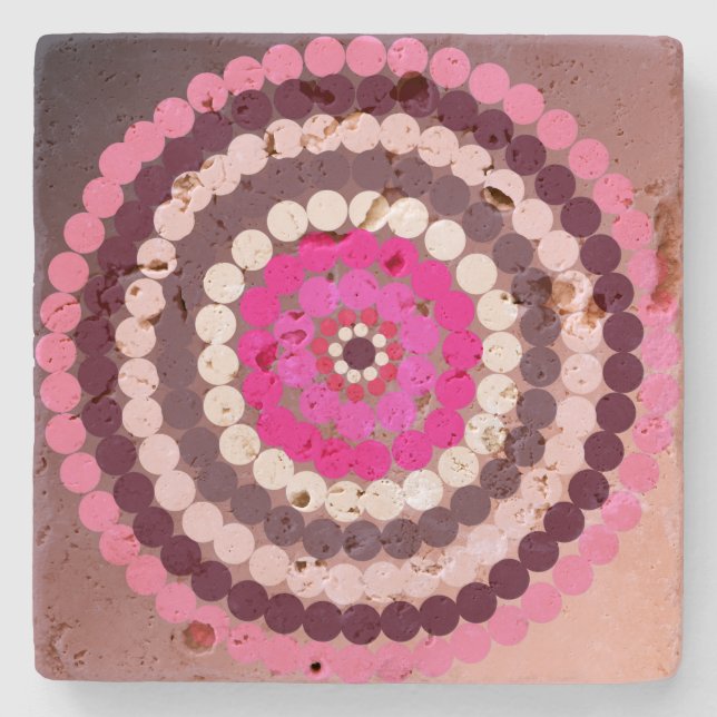 Porta-copo De Pedra Manchas Rosa Visadas, (Frente)