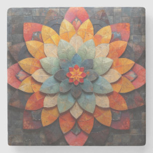 Porta-copo De Pedra Mandala Art Texturizada Flor