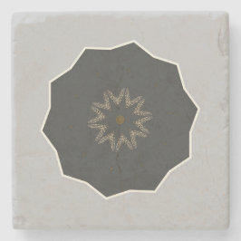 Porta-copo De Pedra Mandala Kaleidoscope Black na Cinza