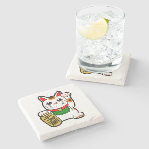 Porta-copo De Pedra Maneki Neko: Gato afortunado japonês