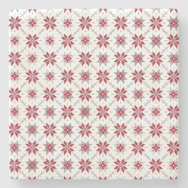 Porta-copo De Pedra Manhã da Letónia - SN - padrão geométrico V (Frente)