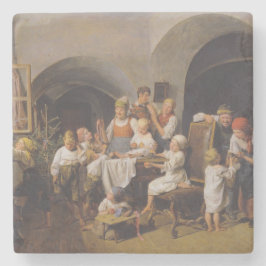 Porta-copo De Pedra Manhã de Natal (por Ferdinand Georg Waldmüller)