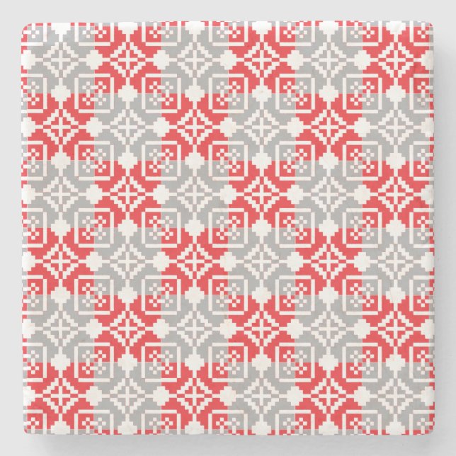 Porta-copo De Pedra Manhã letã - SN - padrão geométrico VI (Frente)