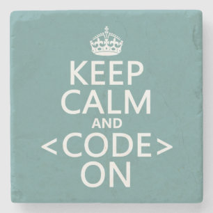 Porta-copo De Pedra Mantenha a calma e <Code> - Em todas as cores