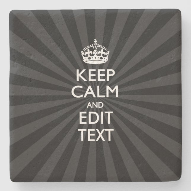 Porta-copo De Pedra Mantenha-se personalizado acalma o seu texto preto (Frente)