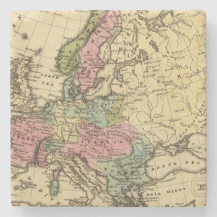 Porta-copo De Pedra Mapa 2 do atlas colorido da mão de Europa