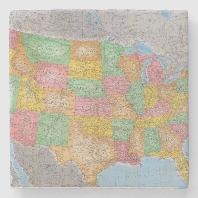 Porta-copo De Pedra Mapa 3 dos Estados Unidos (Frente)