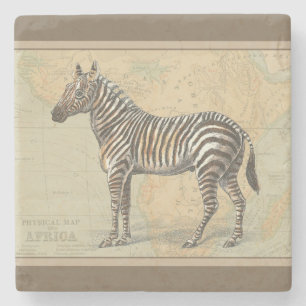 Porta-copo De Pedra Mapa africano e zebra