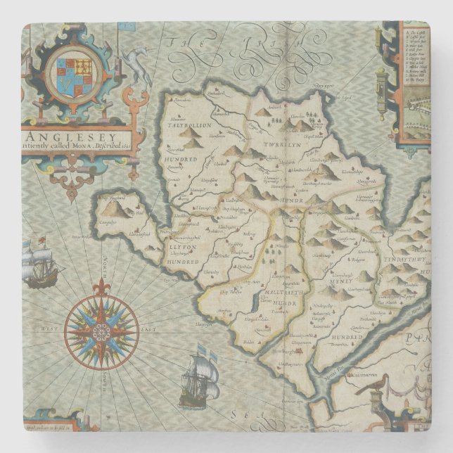 Porta-copo De Pedra Mapa antigo antigo inspirado (7) (Frente)