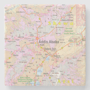 Porta-copo De Pedra Mapa Antigo de Addis Abeba e Etiópia Central