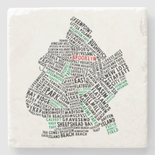 Porta-copo De Pedra Mapa da tipografia da Nova Iorque de Brooklyn
