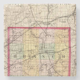 Porta-copo De Pedra Mapa de Branch County, Michigan