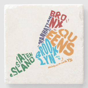 Porta-copo De Pedra Mapa de Calligram das cidades da Nova Iorque 5