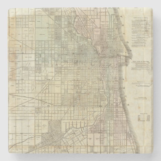 Porta-copo De Pedra Mapa de Chicago (Frente)