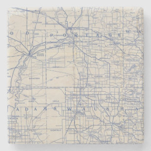 Porta-copo De Pedra Mapa de estradas 2 da bicicleta de Wisconsin
