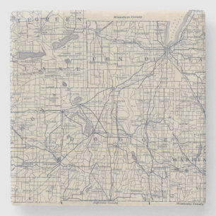 Porta-copo De Pedra Mapa de estradas 4 da bicicleta de Wisconsin