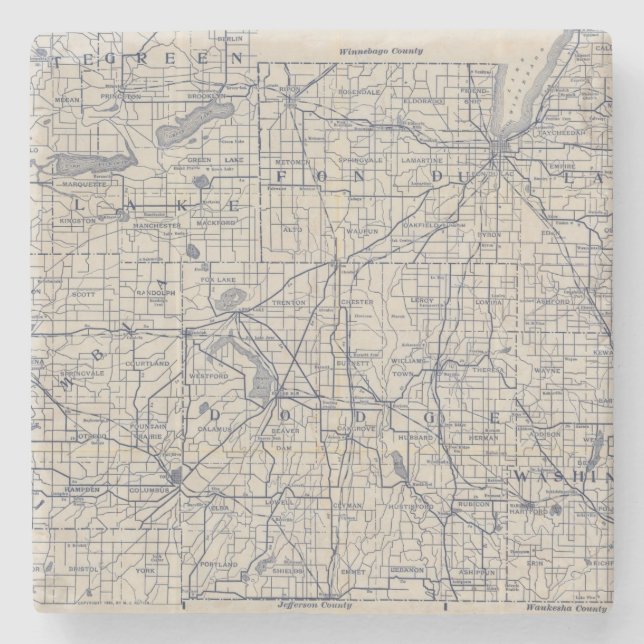 Porta-copo De Pedra Mapa de estradas 4 da bicicleta de Wisconsin (Frente)