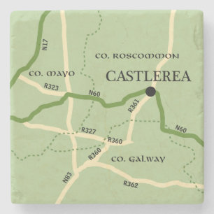 Porta-copo De Pedra Mapa de estradas de Roscommon Ireland do condado