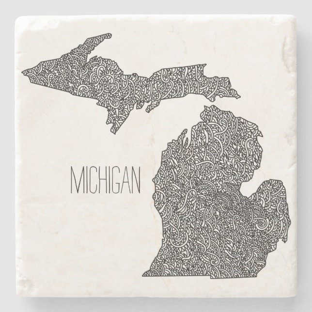 Porta-copo De Pedra Mapa de Michigan (Frente)