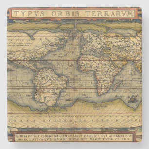 Porta-copo De Pedra Mapa de Velho Mundo