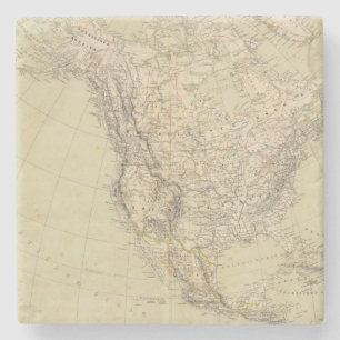 Porta-copo De Pedra Mapa do atlas de America do Norte que mostra