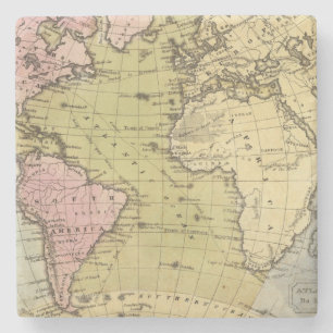 Porta-copo De Pedra Mapa do atlas de Oceano Atlântico