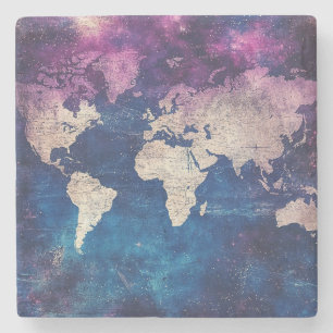 Porta-copo De Pedra Mapa do Mundo Celestial da Vintage (4)