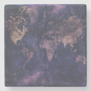Porta-copo De Pedra Mapa do Mundo Celestial de Roxo Vintage (9)