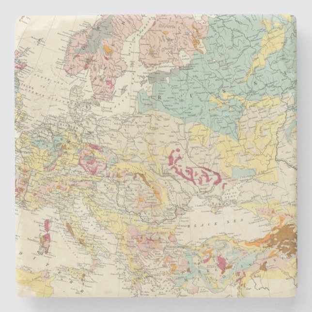 Porta-copo De Pedra Mapa Geological Europa (Frente)