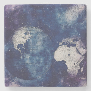 Porta-copo De Pedra Mapa Mundial do Vintage Celestial (2)