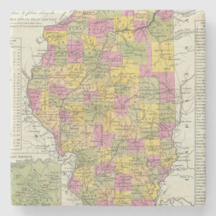 Porta-copo De Pedra Mapa novo de Illinois