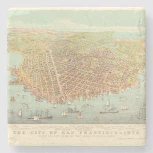 Porta-copo De Pedra Mapa Restaurado da Cidade de Vintage, São Francis