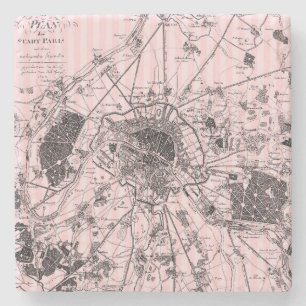 Porta-copo De Pedra Mapa Rosa de Paris