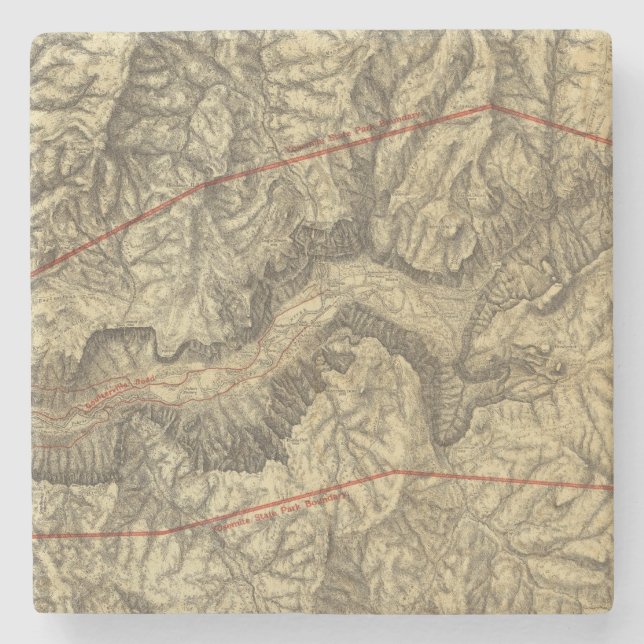 Porta-copo De Pedra Mapa topográfico do vale de Yosemite (Frente)