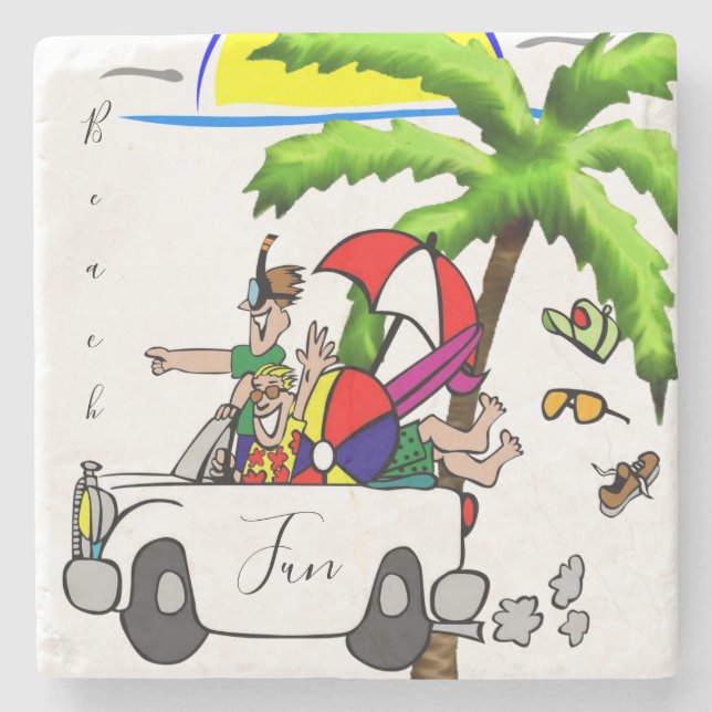 Porta-copo De Pedra Marble Stone Porta copos Beach (Frente)