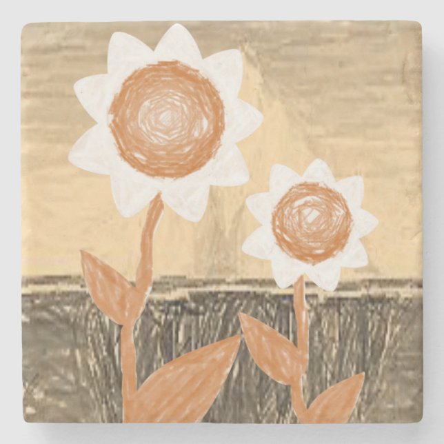 Porta-copo De Pedra Marble Stone Porta copos Floral (Frente)