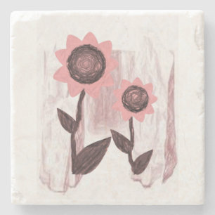 Porta-copo De Pedra Marble Stone Porta copos Floral