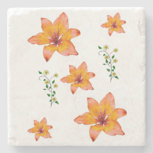 Porta-copo De Pedra Marble Stone Porta copos Floral